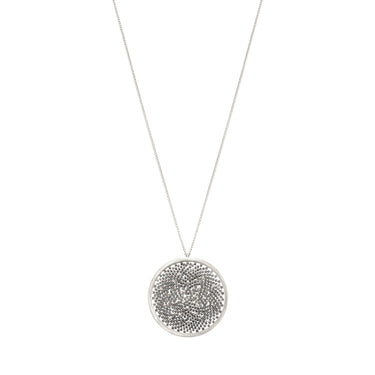 Collar Upsala Plata Círculo Grande Largo Plata Pavonada Puntos Plata